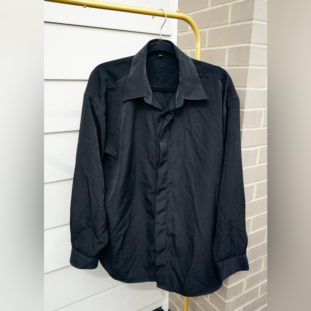 Oversized black button down shirt